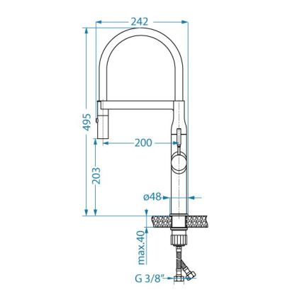 ALVEUS 1150893 - Vaskkran med flexibel arm med spruta MIRAGE 49,5 cm svart