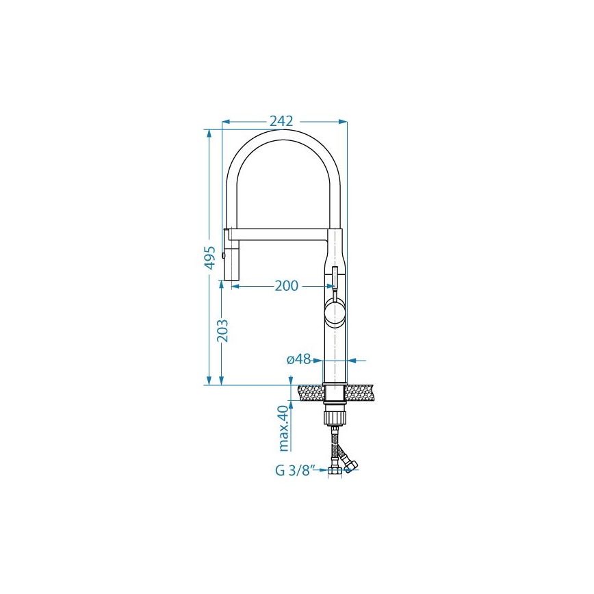 ALVEUS 1150893 - Vaskkran med flexibel arm med spruta MIRAGE 49,5 cm svart
