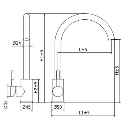 ALVEUS ES3508A - Vaskkran VIOLA 36,7 cm borstad stål