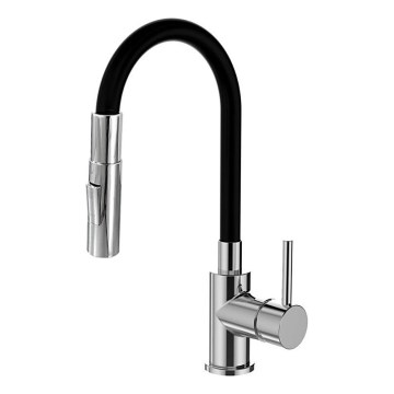 ALVEUS KI112111 - Tvättställsblandare med flexibel arm och spruta BEA 47 cm skinande krom/svart