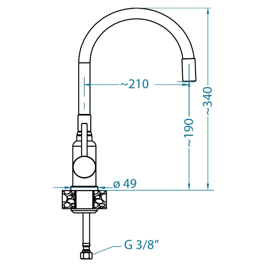 ALVEUS SETA23193 - Köksdiskho ATROX 50x50 cm + köksblandare MINTAS 34 cm med flexibel pip granit/matt svart