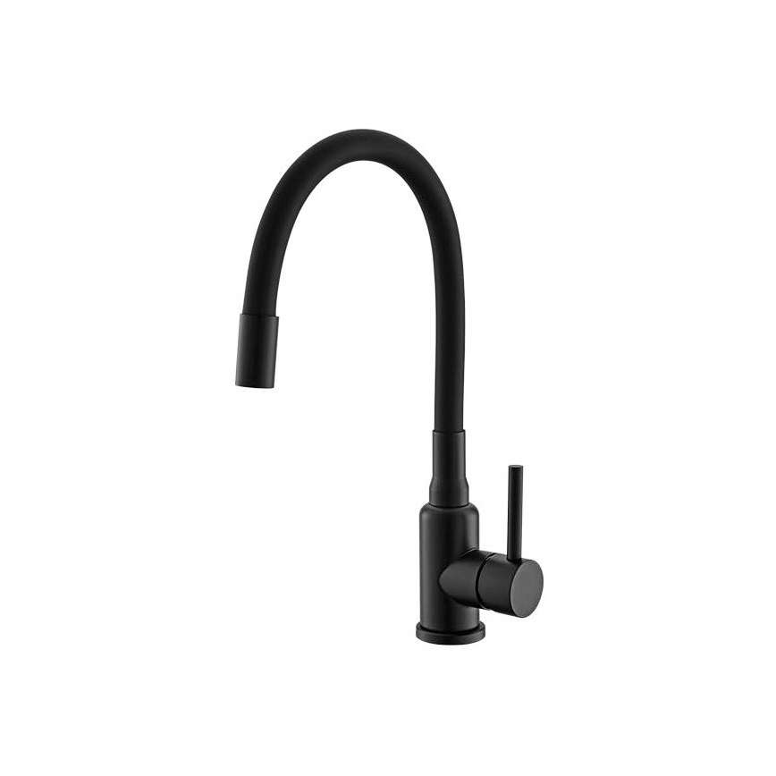 ALVEUS SETA23197 - Köksdisk CADIT 59x50 cm + vattenkran med flexibelt munstycke MINTAS 34 cm granit/matt svart