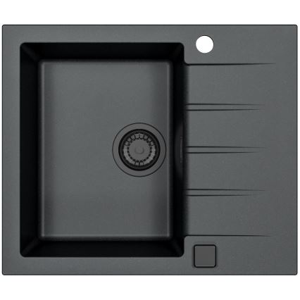 ALVEUS SETA23230 - Köksdisk CADIT 59x50 cm + kökskran med flexibelt munstycke MINTAS 34 cm granit/matt svart