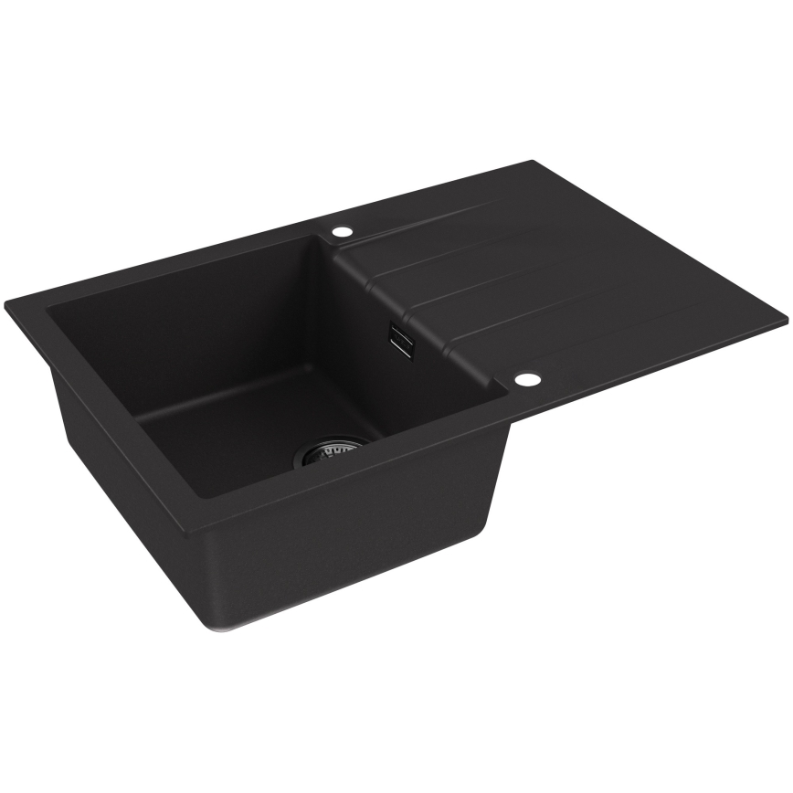 ALVEUS SETA23231 - Köksdisk CADIT 79x50 cm + MINTAS blandare med flexibel kran 34 cm granit/matt svart