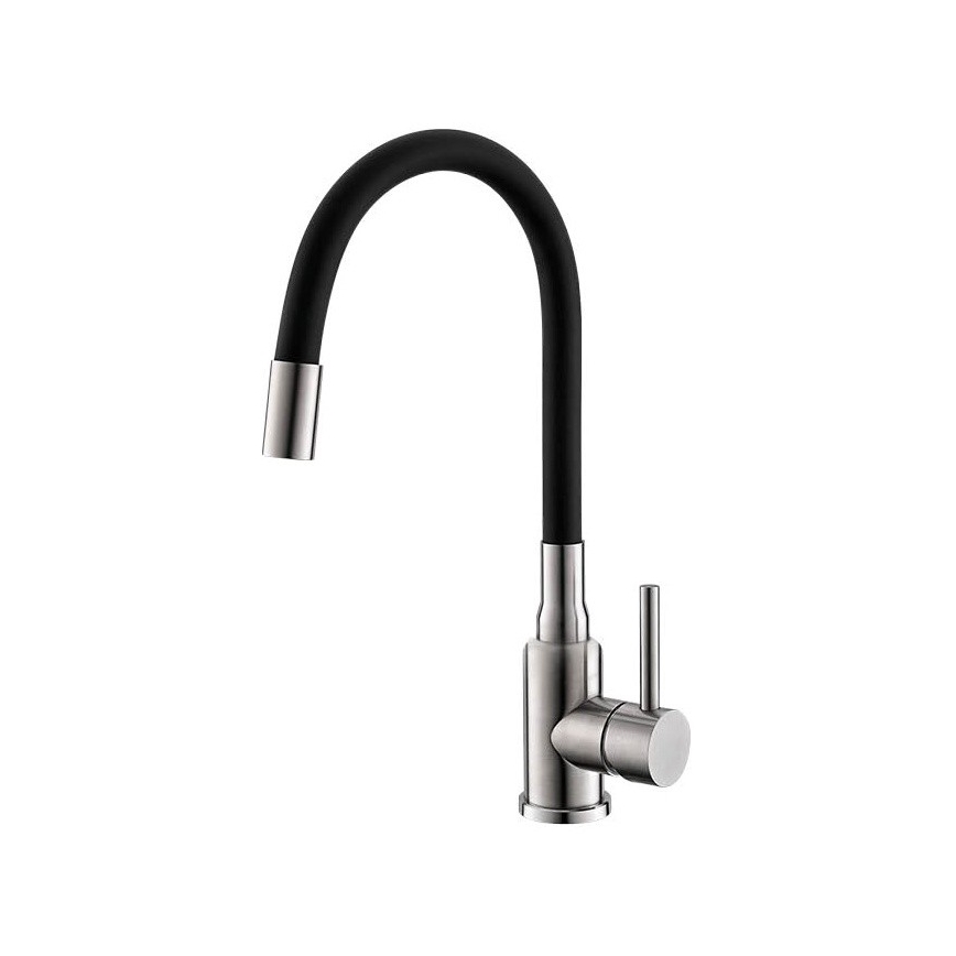 ALVEUS SETA24019 - Diskho CLASSIC 80x60 cm + köksblandare MINTAS 34 cm med flexibel pip, borstat rostfritt stål/svart