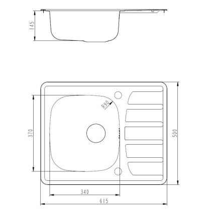 ALVEUS SETA265 - Kökho sinks ZOOM 61,5x50 cm + kran RIVIERA 14,8 cm satin/blank krom