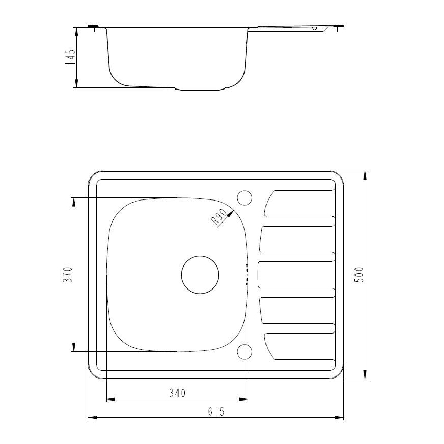 ALVEUS SETA265 - Kökho sinks ZOOM 61,5x50 cm + kran RIVIERA 14,8 cm satin/blank krom