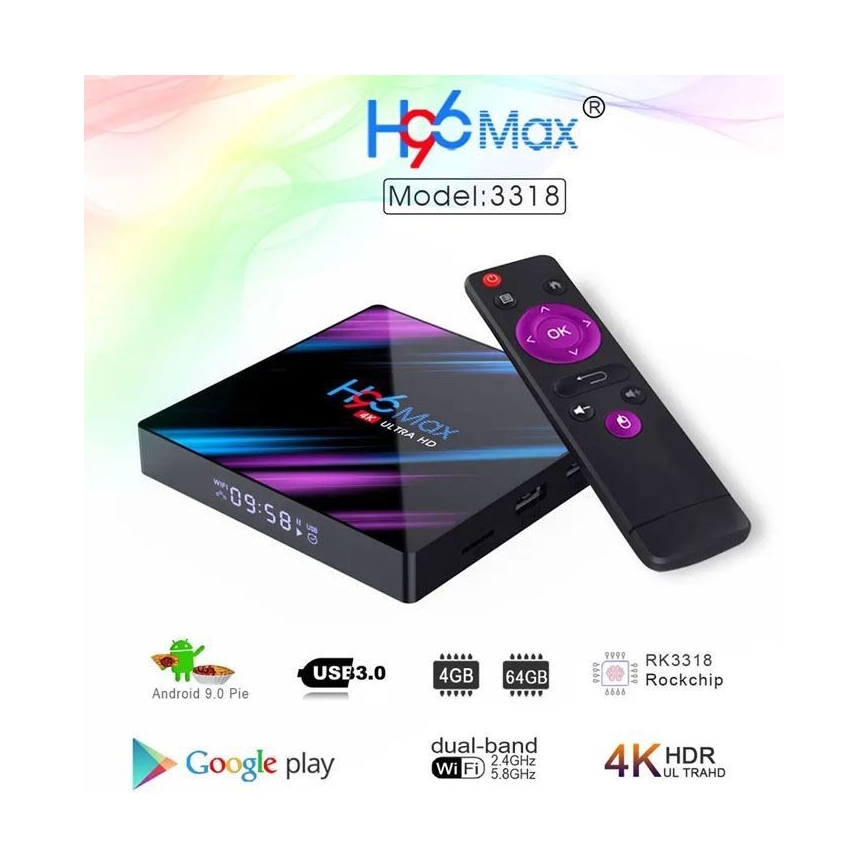 Android TV box SMART 4GB RAM 4K Wi-Fi + fjärrkontroll