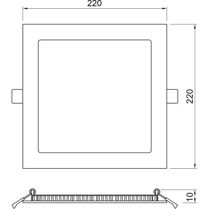 APLED - Infälld LED badrumsbelysning SQUARE LED/18W/230V IP41 220x220 mm