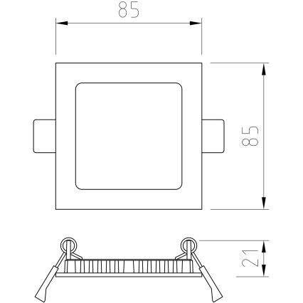 APLED - Infälld LED badrumsbelysning SQUARE LED/3W/230V IP41 85x85 mm