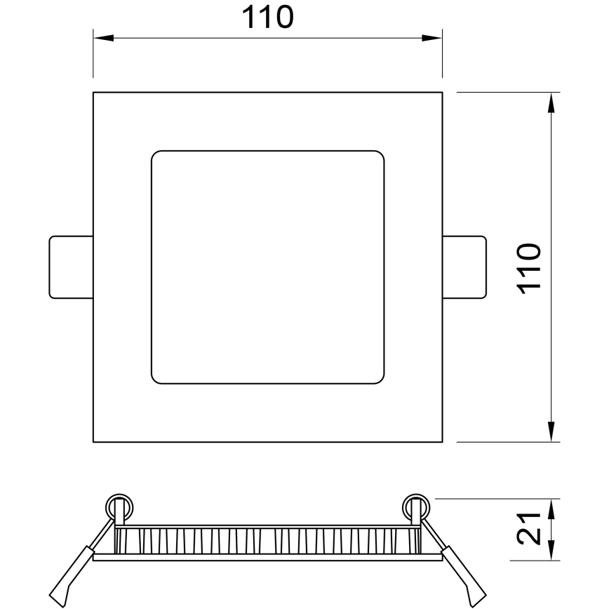 APLED - Infälld LED badrumsbelysning SQUARE LED/6W/230V IP41 110x110 mm
