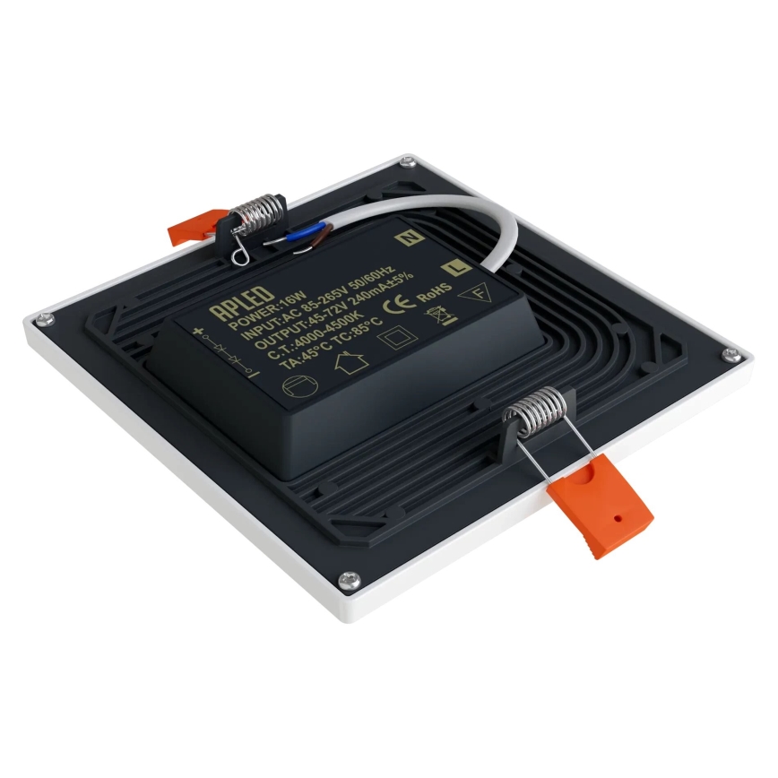 APLED - LED infälld belysning SQUARE SLIM LED/16W/230V 14,5x14,5 cm vit