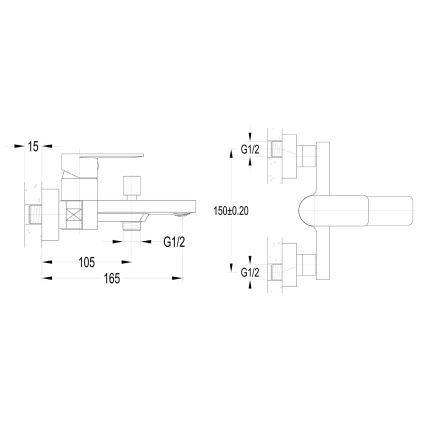 Aqualine - Badkarsblandare DAPHNE polerad krom
