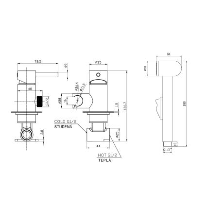 Aqualine - Bidéblandare med dusch för dold installation matt svart