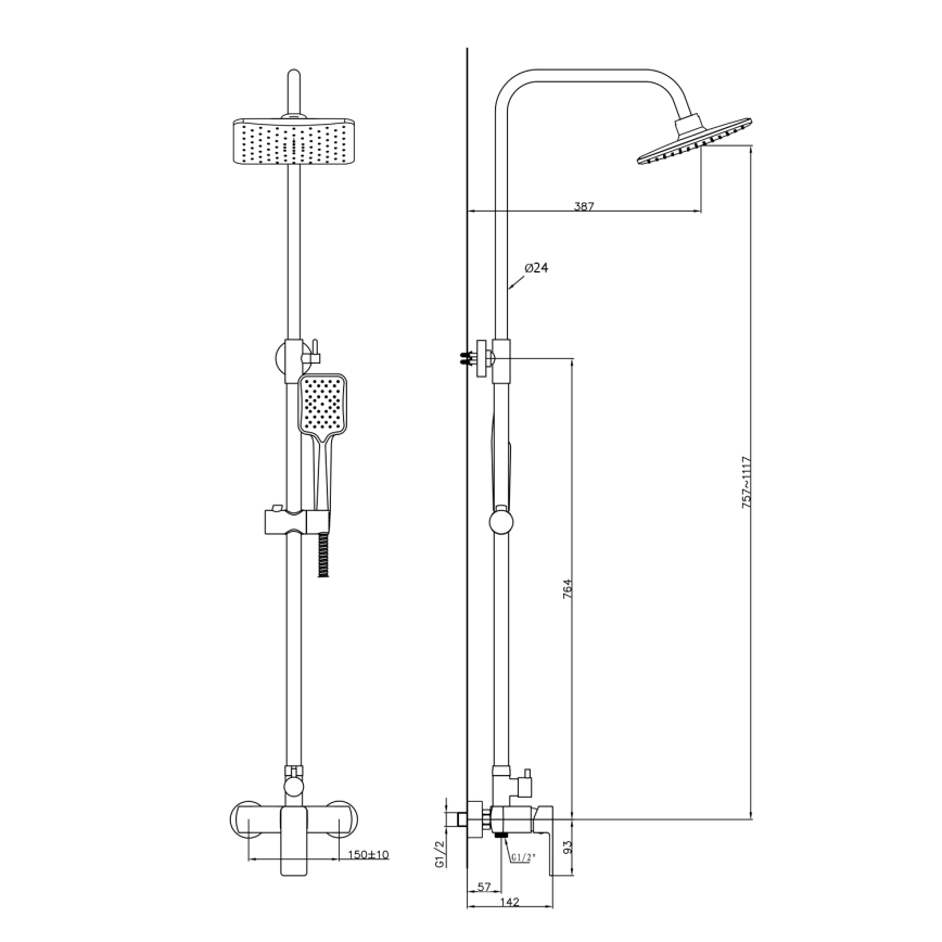 Aqualine - Dusch med kran FACTOR skinande krom