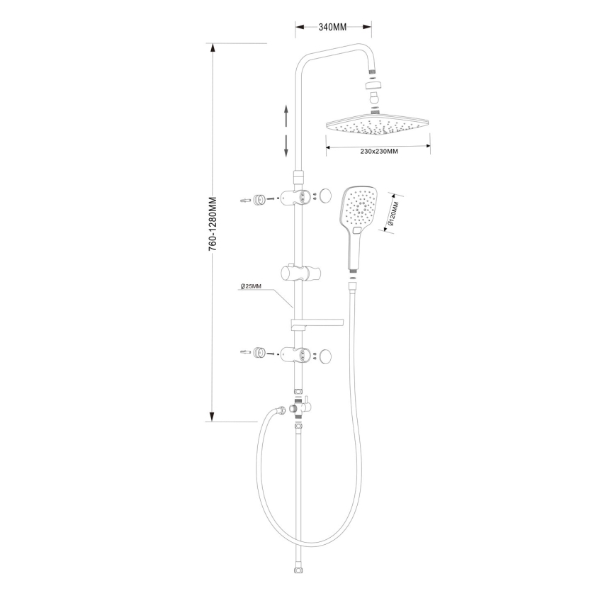 Aqualine - Dusch set KERA matt svart
