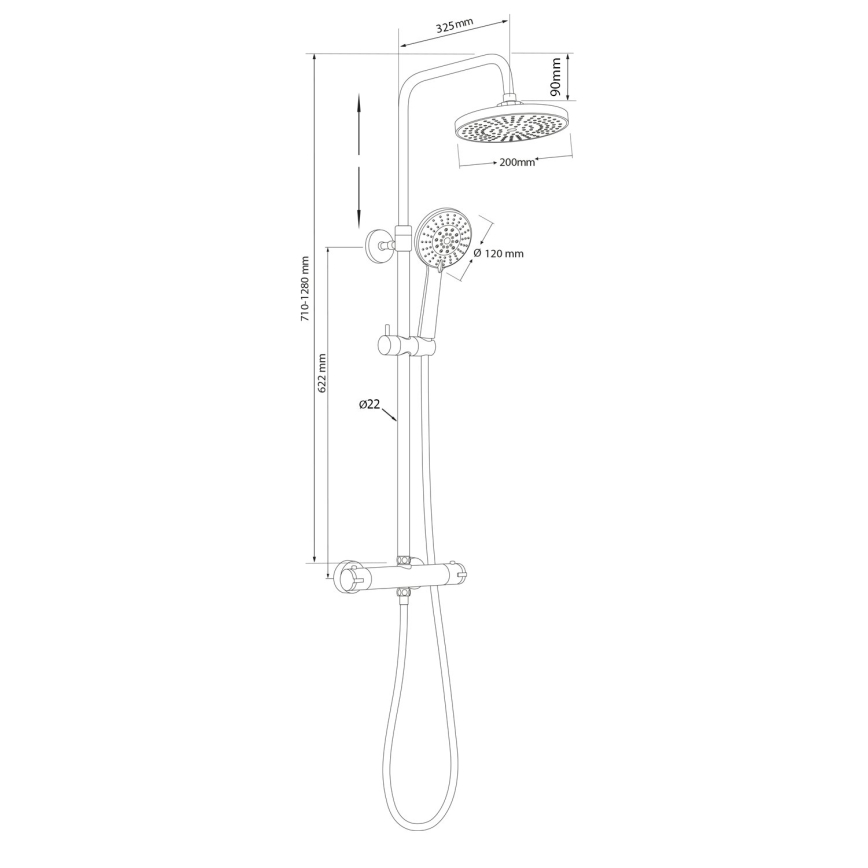 Aqualine - Dusch set med termostatkran LIGA skinande krom