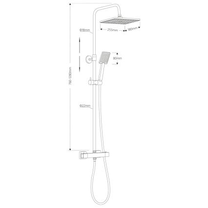 Aqualine - Dusch set med termostatkran TALIA skinande krom