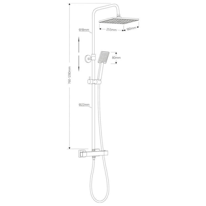 Aqualine - Dusch set med termostatkran TALIA skinande krom