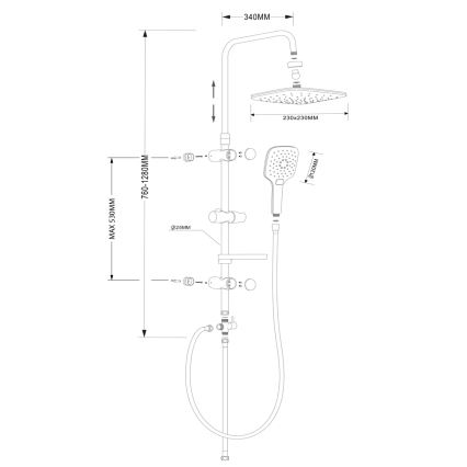 Aqualine - Duschset KERA i blank krom