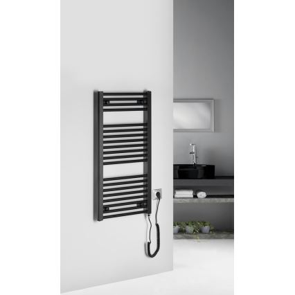 Aqualine - Elektrisk för badrum element DIRECT-E 300W/230V 96 cm matt svart rak
