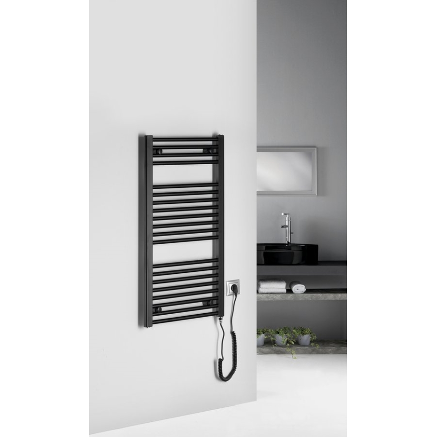 Aqualine - Elektrisk för badrum element DIRECT-E 300W/230V 96 cm matt svart rak