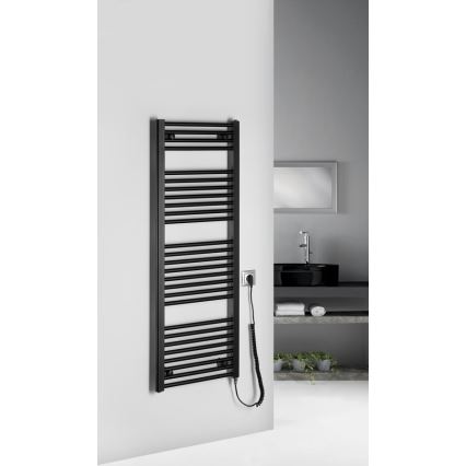 Aqualine - Elektrisk för badrum element DIRECT-E 400W/230V 132 cm matt svart rak
