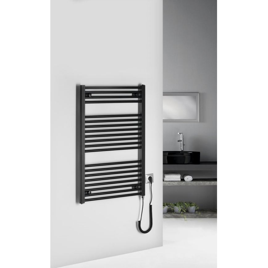 Aqualine - Elektrisk för badrum element DIRECT-E 400W/230V 96 cm matt svart rak