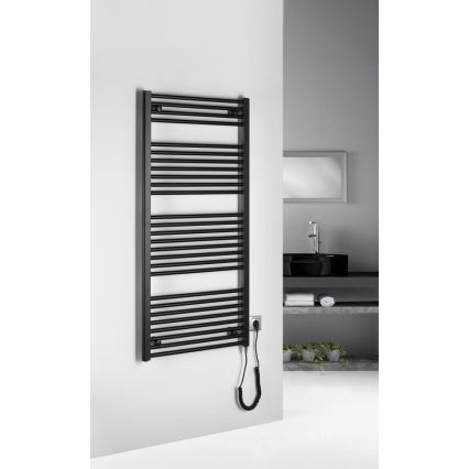 Aqualine - Elektrisk för badrum element DIRECT-E 600W/230V 132 cm matt svart rak