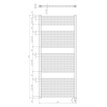 Aqualine - Elektrisk för badrum element DIRECT-E 600W/230V 132 cm matt svart rak