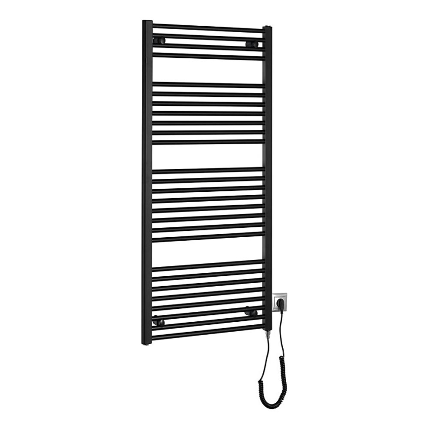 Aqualine - Elektrisk för badrum element DIRECT-E 600W/230V 132 cm matt svart rak