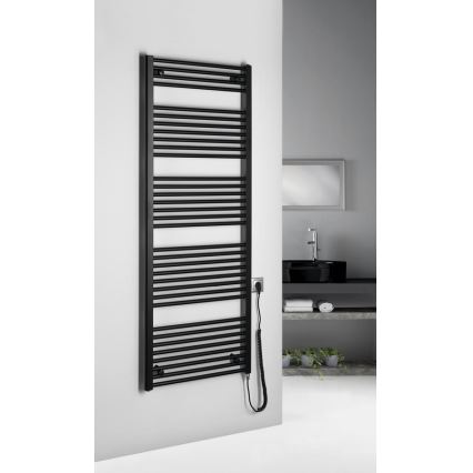 Aqualine - Elektrisk för badrum element DIRECT-E 800W/230V 168 cm matt svart rak