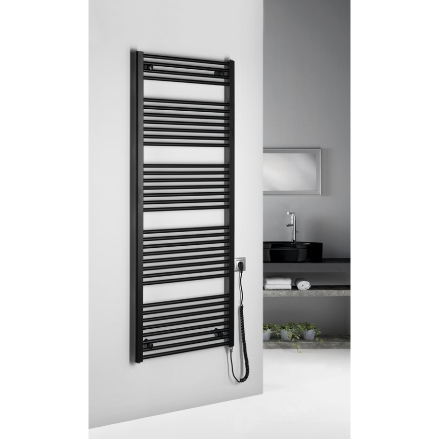 Aqualine - Elektrisk för badrum element DIRECT-E 800W/230V 168 cm matt svart rak