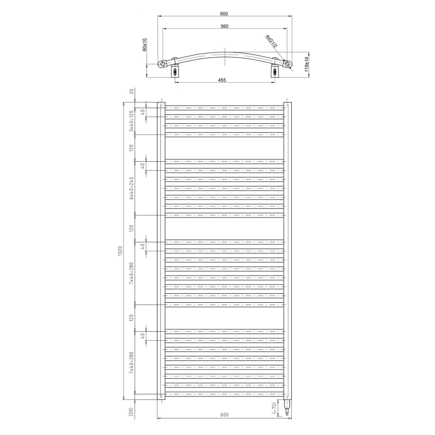 Aqualine - Elektrisk för badrum element ORBIT-E 600W/230V 132 cm vit rund