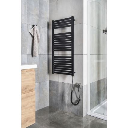 Aqualine - Elektrisk för badrum element TONDI-E 300W/230V 97 cm matt svart rak