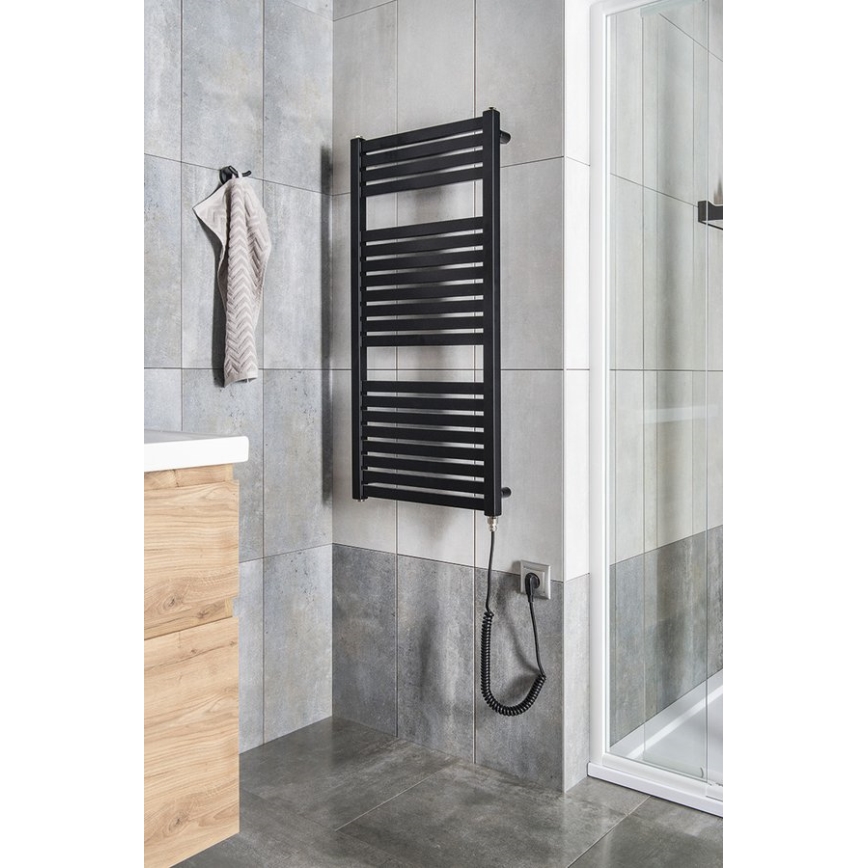 Aqualine - Elektrisk för badrum element TONDI-E 300W/230V 97 cm matt svart rak