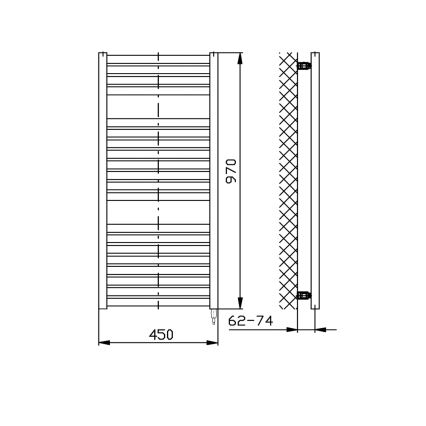 Aqualine - Elektrisk för badrum element TONDI-E 300W/230V 97 cm matt svart rak