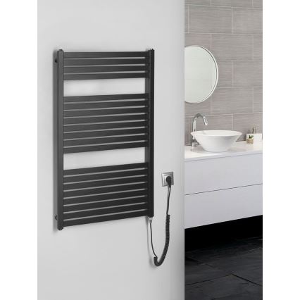 Aqualine - Elektrisk för badrum element TONDI-E 400W/230V 97 cm matt svart rak