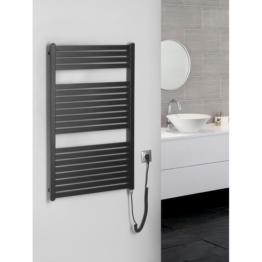 Aqualine - Elektrisk för badrum element TONDI-E 400W/230V 97 cm matt svart rak