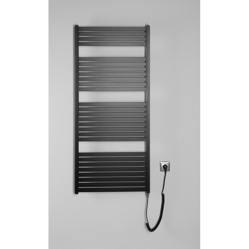 Aqualine - Elektrisk för badrum element TONDI-E 600W/230V 133 cm matt svart rak