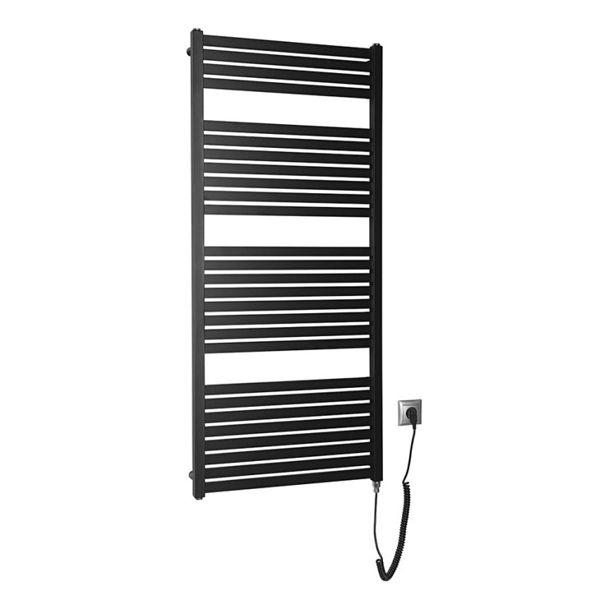 Aqualine - Elektrisk för badrum element TONDI-E 600W/230V 133 cm matt svart rak