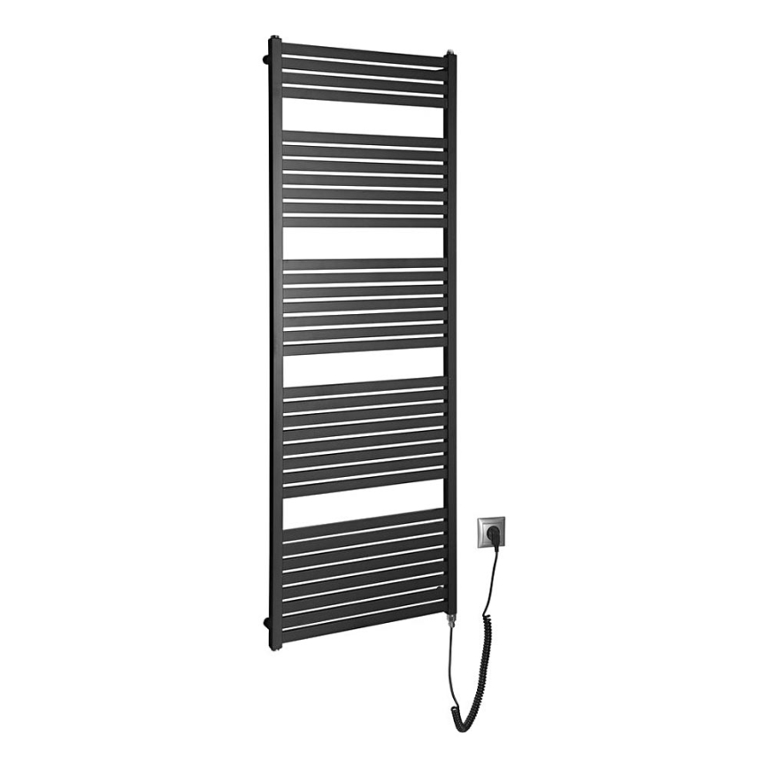 Aqualine - Elektrisk för badrum element TONDI-E 800W/230V 169 cm matt svart rak