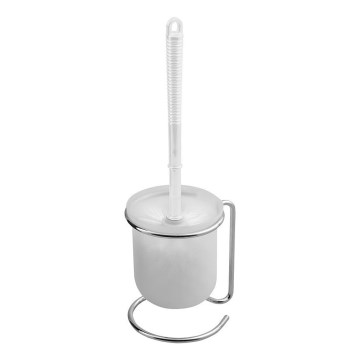 Aqualine - Fristående toalettborste SIMPLE LINE vit/skinande krom
