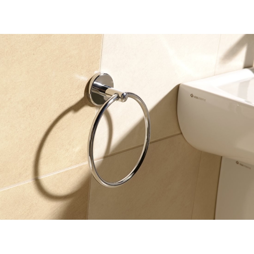 Aqualine - Handdukshängare för vägg SAMBA diameter 15,5 cm skinande krom