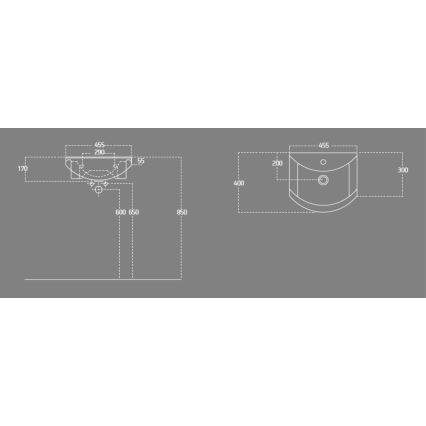 Aqualine - Infällt tvättställ ZERO 45,5x40 cm keramik/vit