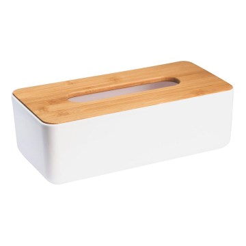 Aqualine - servettlåda SNOW vit/bambu