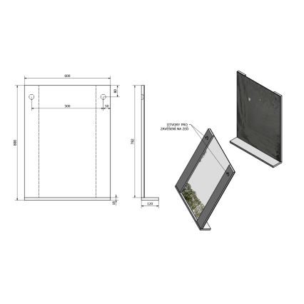 Aqualine - Spegel BETA 60x80 cm vit