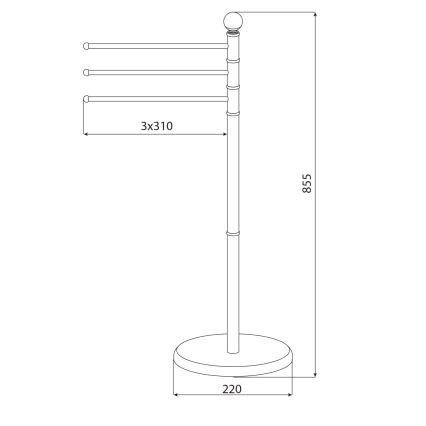 Aqualine - Stativ med handukshängare SAMBA 85,5 cm rostfri/skinande krom