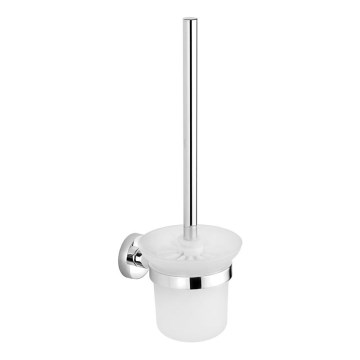 Aqualine - Toaletborste med vägghängare SAMBA mjölkig glas/skinande krom