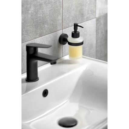 Aqualine - Tvålpump för vägg SAMBA 150 matt mjölkig glas/matt svart
